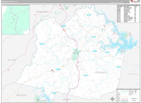 Franklin County, VA Wall Map Premium Style by MarketMAPS - MapSales