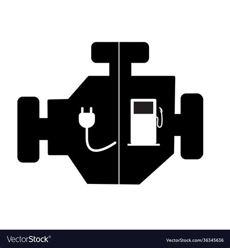 Plug In Hybrid Electric Vehicle Phev Engine Icon Vector Image