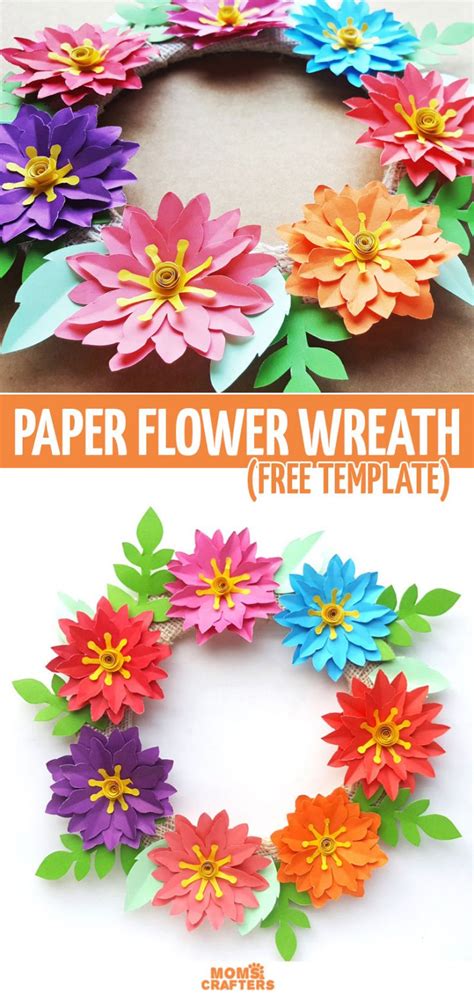 Paper Flower Wreath Tutorial Free Printable Templates