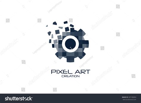 Pixel Art Gear Logo On White Stock Vector 307185893 Shutterstock