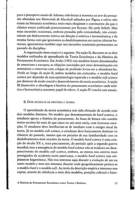 Arida Persio A Historia Do Pensamento Economico Como Teoria E