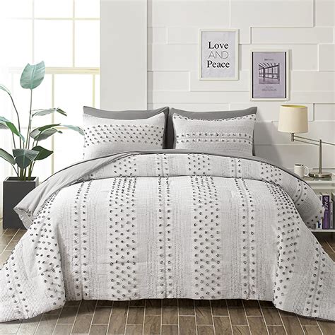 Djy Boho Comforter Set King Size Bed In A Bag Piece Tufted Dot Pom