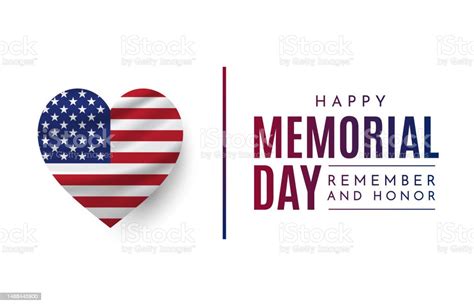 Happy Memorial Day Card Remember And Honor Vector Stock Illustration