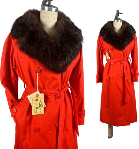 Vintage Vtg S Tomato Red Fur Collar Shearling Coat Shop Thrilling