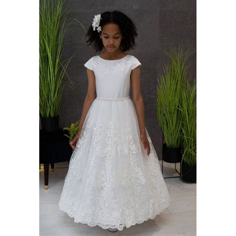 Handmade Classic Tulle Lace Communion Dress With Embroidery