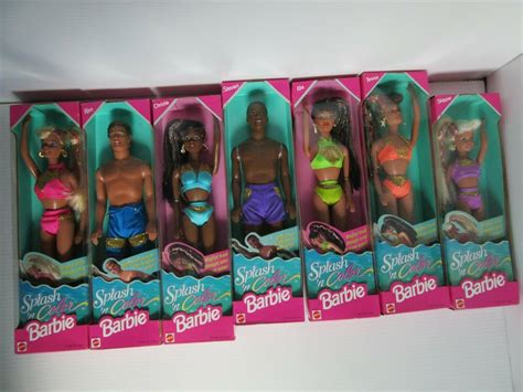 7 Dolls Splash ‘n Color Barbie Ken Christie Steven Kira Teresa Skipper Matt 2015910680