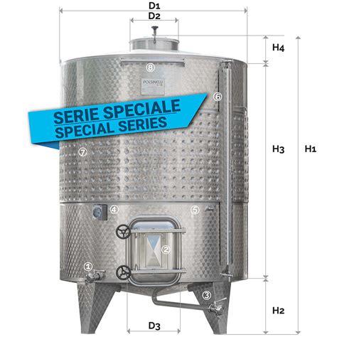 Serbatoio Inox L Da Stoccaggio Fondo Conico Refrigerato Con