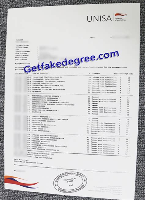 Unisa Fake Transcript University Of South Africa Certificate Buy Fake