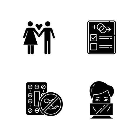 Safe Sex Glyph Icons Set Vector Art At Vecteezy