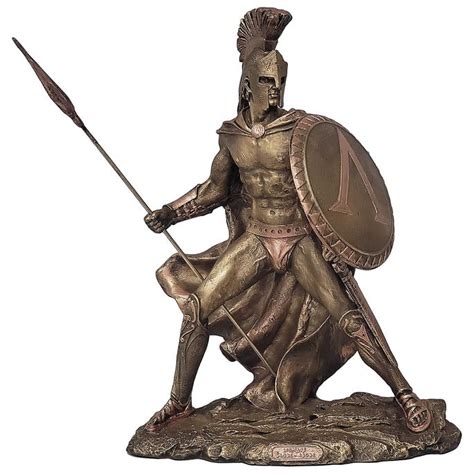 Leonidas Guerreiro Esparta Bronze C Dourado Resina Estatua