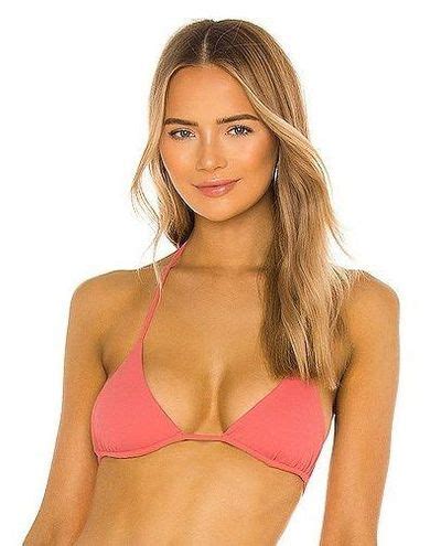 Blair VDM The Label Swim Reversible Bikini Top In Peach Rib Matte