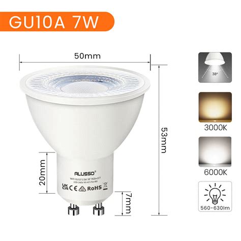 Alusso Gu10 Led Bulbs 5w 7w Spotlight Lamps Warm Cool Day White