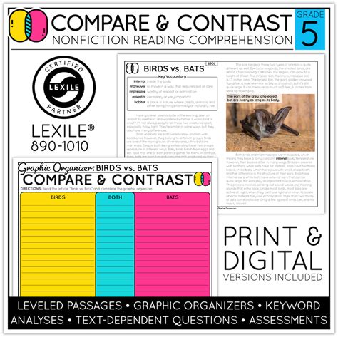 Th Grade Compare And Contrast Nonfiction Text Structure Reading