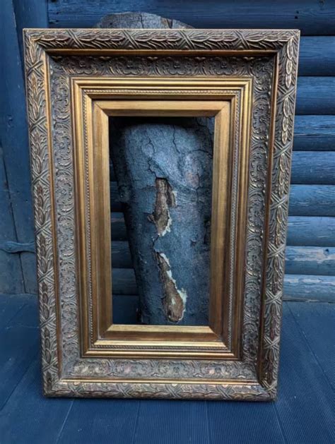 ORNATE GOLD GILT Brown Wood Picture Frame Victorian Baroque Chunky