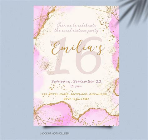 Premium PSD | 18 birthday debut party invitation abstract pink colorful design