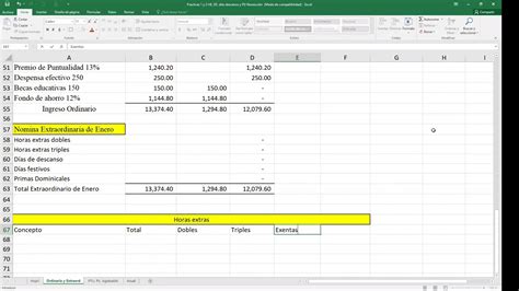 Ejercicio 1 Cálculo del ISR por Horas extras Días de descanso Días