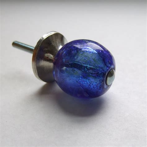 Iridescent Cobalt Blue Glass Cabinet Knob