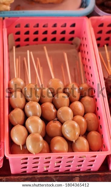 Angkringan Food Egg Satay Intestine Satay Stock Photo 1804365412