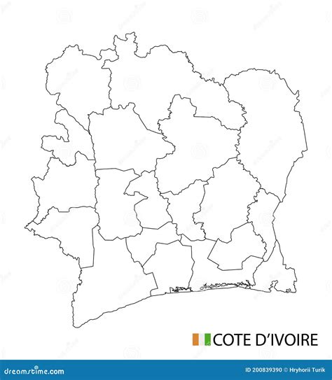 Cote D Ivoire Map Black And White Detailed Outline Regions Of The