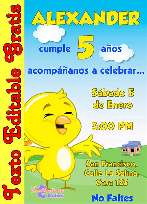 Invitaciones Pollito Amarillito Gallina Pintadita Fiesta Abril Images