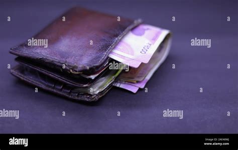 Men S Purse With Indian Currency Note Inside On The Black Backgrounds