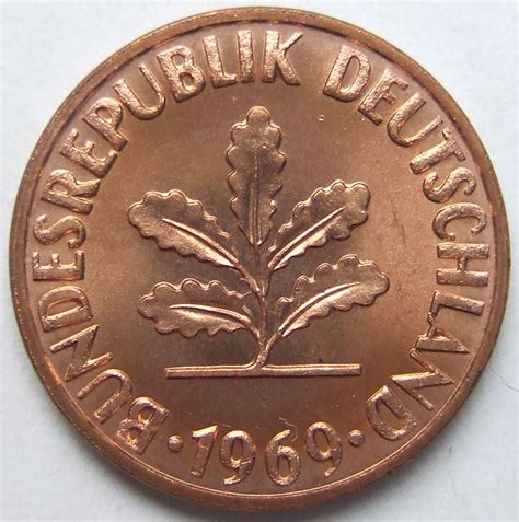 Münze Bundesrepublik Deutschland 2 Pfennig 1969 J magnetisch in f