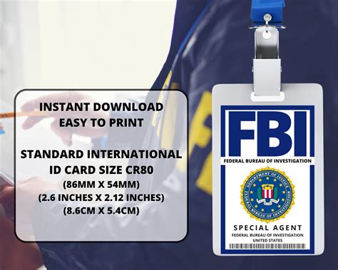 PRINTABLE FBI Id Badge Cosplay Accessories Replica Id Card - Etsy