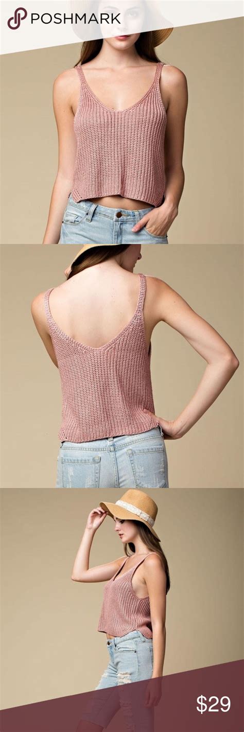 Pink Sweater Knit Tank Top Knitted Tank Top Pink Sweater Knit Tanks