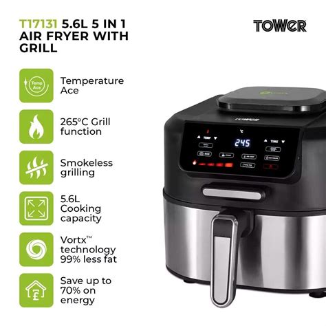 Tower Vortx 5in1 5 6l Air Fryer And Smokeless Grill T17131l Frying Machine Ebay