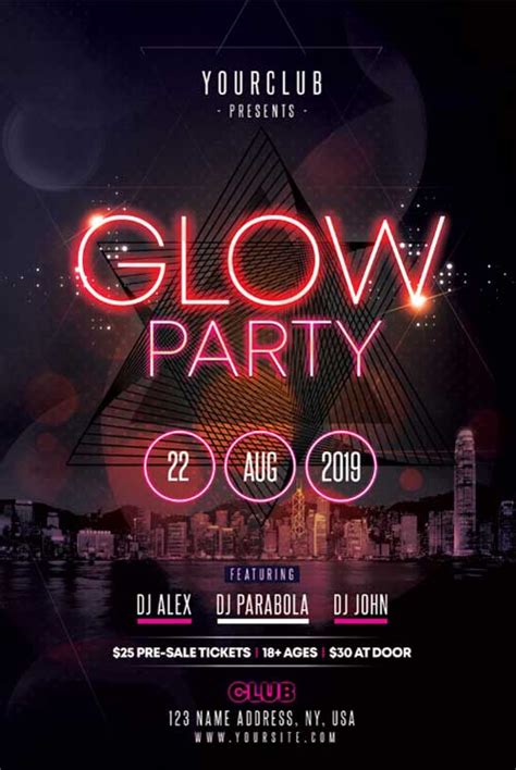 Glow Party Free Psd Flyer Template Freebie Flyer Ffflyer