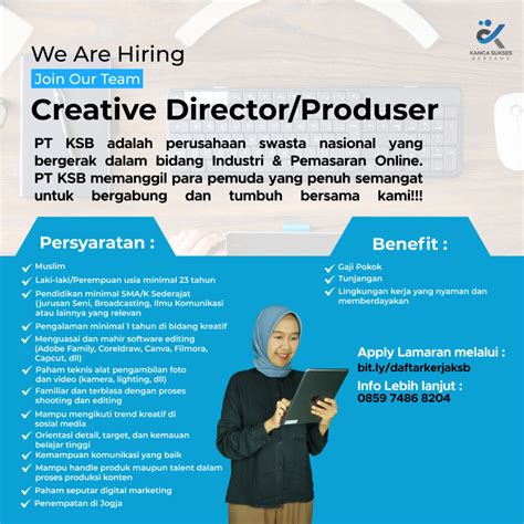 Lowongan Kerja Creative Director Produser Di PT Kanca Sukses Bersama