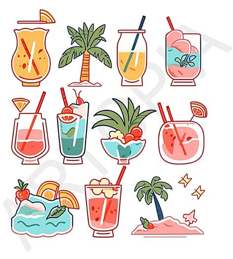 Watercolor Cocktails Clipart Png Summer Vibes Cocktail Designs Print Designs Art Designs