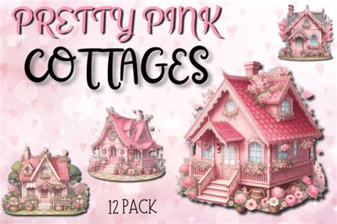 Pretty Pink Cottages Clipart Graphic By Pixels N Bows Creative Fabrica