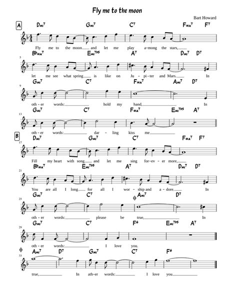 Fly Me To The Moon Lead Sheet Sheet Music For Voice Download Free In Pdf Or Midi