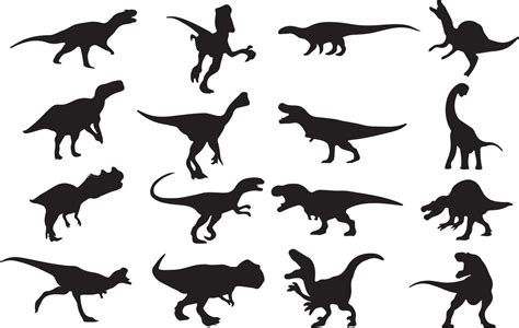 The Set Of Dinosaur Silhouette Collection Vector Art At Vecteezy