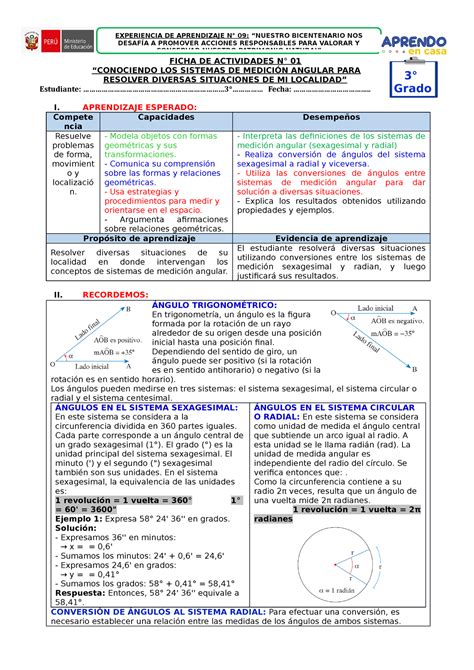 Ficha 1 3ERO EXP 9 Copiar FICHA DE ACTIVIDADES N 01