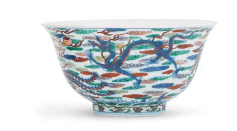 A Rare Pair Of Doucai Dragon And Phoenix Bowls Kangxi Six Character