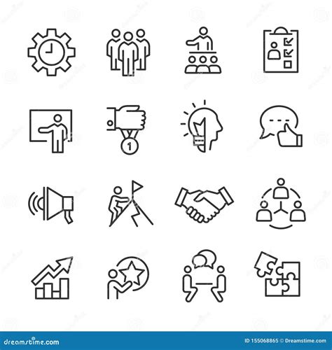 Business Consulting Line Icons Set Stock Vector Illustration Of