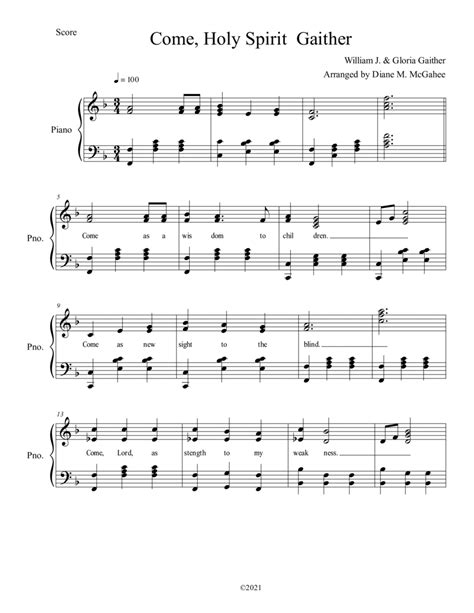 Come Holy Spirit By Bill Gaither Small Ensemble Digital Sheet