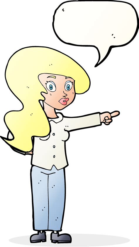 Cartoon Pretty Woman Pointing With Speech Bubble 12351381 Vector Art At