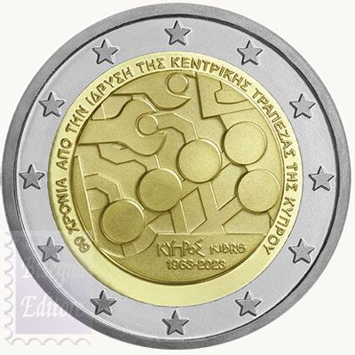 Euro Cipro Fior Di Conio Unc Anniversario Della Banca