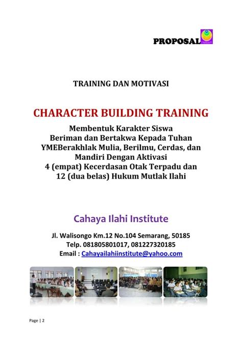 Proposal Character Building Training Pdf