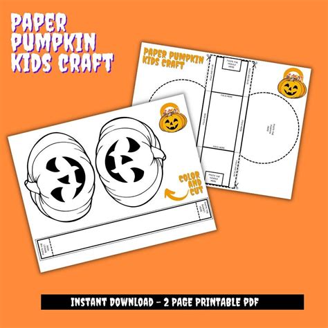 Paper Pumpkin Craft / for Kids / Printable Paper Pumpkin Craft ...