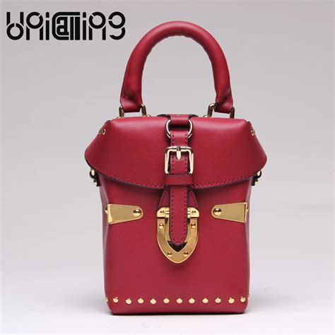 Unicalling Fashion New Style Rivet Genuine Leather Women Bag Lock Catch Women Leather Handbags