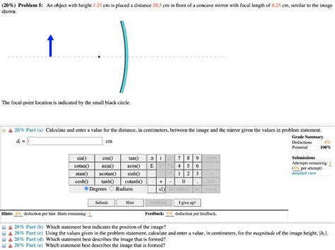 Solved Problem An Object With Height Cm Is Chegg