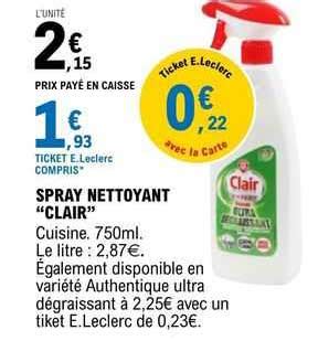 Promo Spray Nettoyant Clair Chez E Leclerc Icatalogue Fr