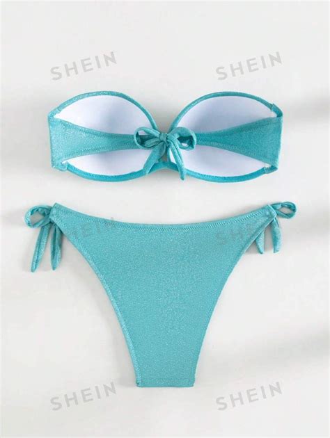 Shein Swim Chicsea Ba Ador Tipo Bikini Estilo Bandeau Con Lazo En Los