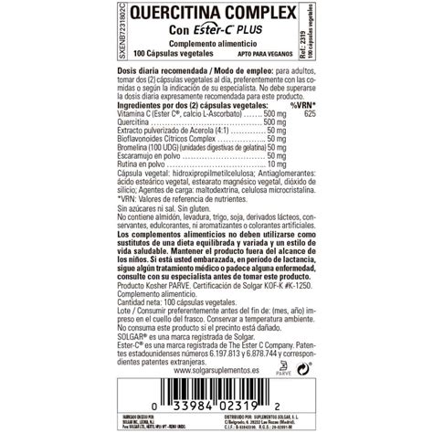 Quercitina Complex 100 Cápsulas Veganas Cero Residuo Tienda