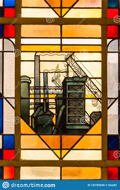 Arbed Foundry Symbol Stained Glass Window Stock Photo Image Of