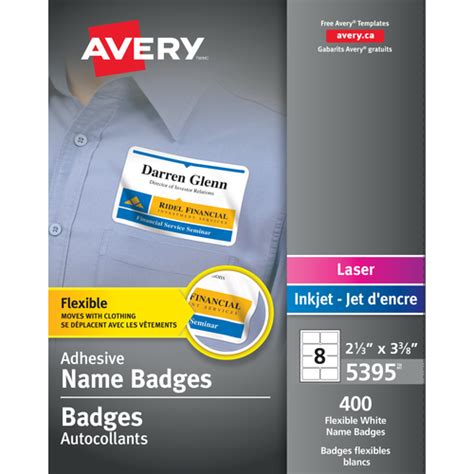 Avery Flexible Name Badges 05395 3 3 8 X 2 1 3 Matte White